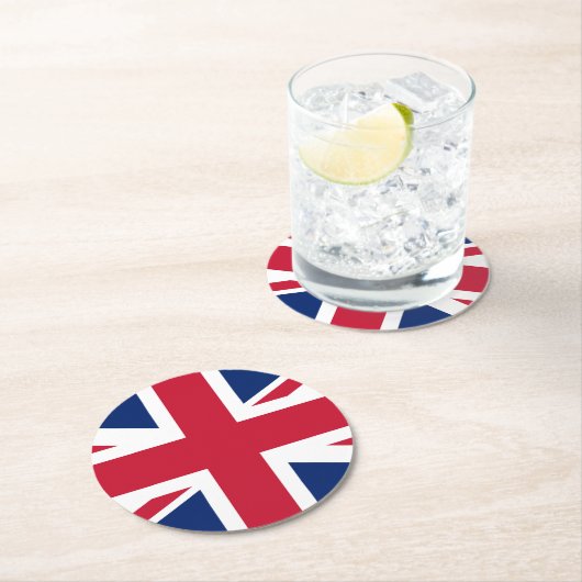BRITISH FLAG, Union Jack Biermatte, Runder Pappuntersetzer (Vor Ort)