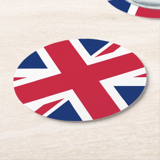 BRITISH FLAG, Union Jack Biermatte, Runder Pappuntersetzer (Angewinkelt)