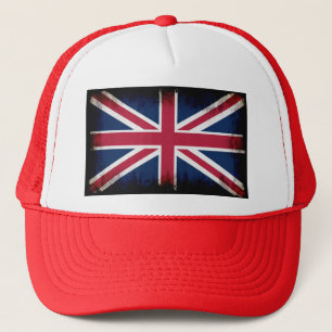 British Flag, Union Jack, Patriotic Grunge Truckerkappe