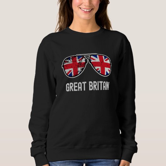 British Flag Union Jack Sunglasses England UK Sweatshirt (Vorderseite)