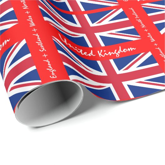 British Flag, Union Jack & United/sports Geschenkpapier (Rolleneckpunkt)