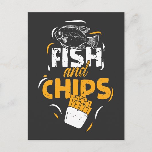 British Food Fish Chips Funny Streetfood Postkarte (Vorderseite)
