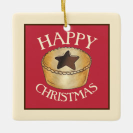 British Food Fruit Mince Pie Happy Christmas Keramikornament