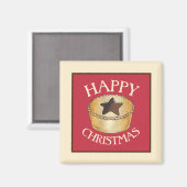 British Food Fruit Mince Pie Happy Christmas Magnet (Vorderseite/Rückseite)