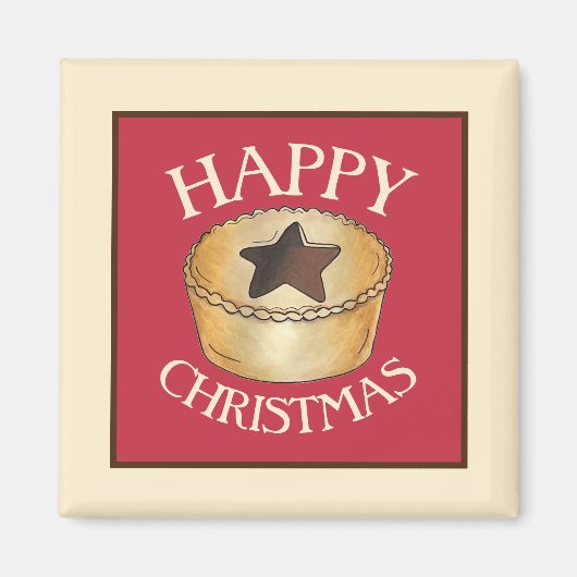 British Food Fruit Mince Pie Happy Christmas Magnet (Vorne)