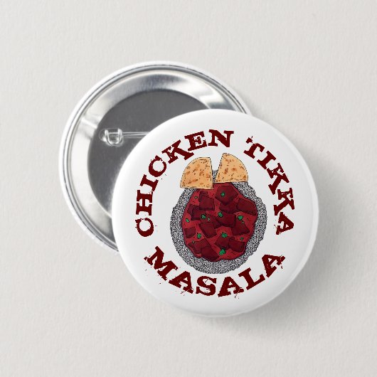 British Food Indian Takeaway Chicken Tikka Masala Button (Vorne & Hinten)