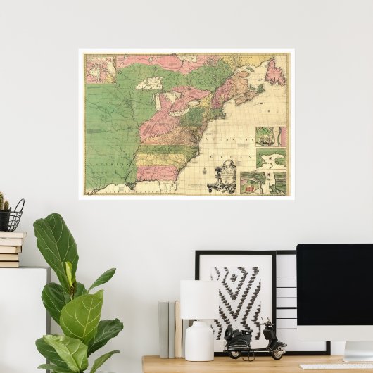 British & French America Map - 1775 Poster (Heimbüro)