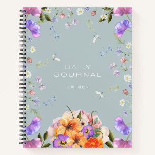 British Garden Mist Blue Bloom Notebook Notizblock