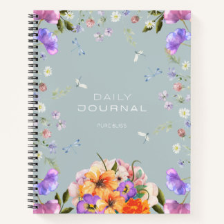 British Garden Mist Blue Bloom Notebook Notizblock
