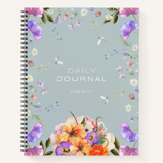 British Garden Mist Blue Bloom Notebook Notizblock (Vorderseite)