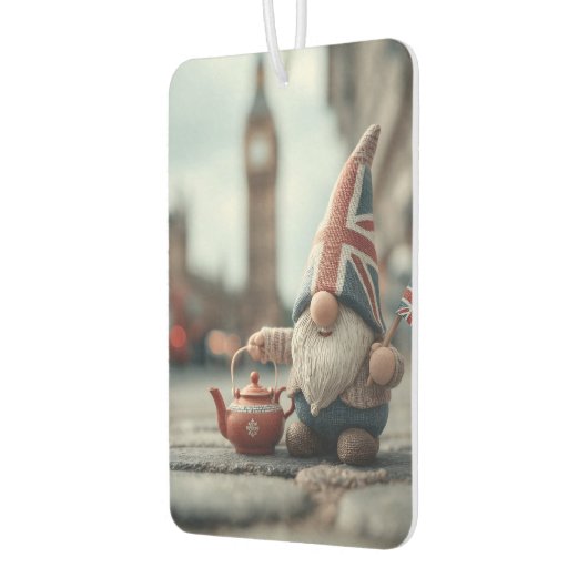 British Gnome mit Union Jack Hat und Teapot Autolufterfrischer (Links)
