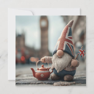 British Gnome mit Union Jack Hat und Teapot Feiertagskarte