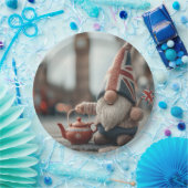 British Gnome mit Union Jack Hat und Teapot Pappteller (Party)