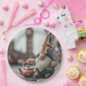 British Gnome mit Union Jack Hat und Teapot Pappteller (Party)