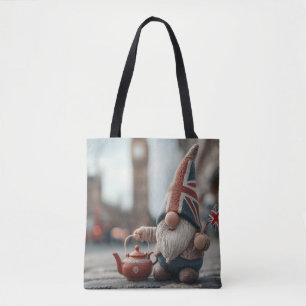 British Gnome mit Union Jack Hat und Teapot Tasche