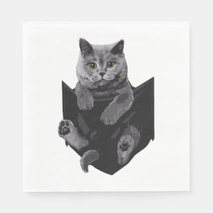 British Graue Katze in Pocket S Serviette