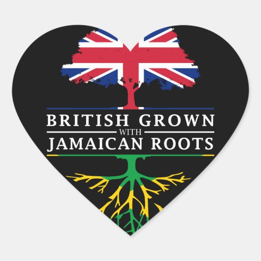 British Grown mit jamaikanischem Roots Jamaica Des Herz-Aufkleber (Vorderseite)
