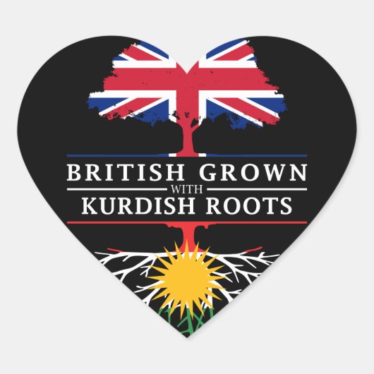 British Grown mit kurdischen Roots Kurdistan Herz-Aufkleber (Vorderseite)