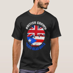 British Grown Puerto Rico Roots Vintage Flaggen fü T-Shirt