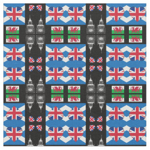 British Heart, Welsh Dragon & Scottish Flag / UK Stoff