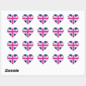 British Hearts - Blue & Pink Union Jack Herz-Aufkleber (Blatt)