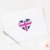 British Hearts - Blue & Pink Union Jack Herz-Aufkleber (Umschlag)