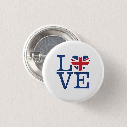 British Hearts - Liebe Union Jack - Schaltfläche Button (Vorne & Hinten)