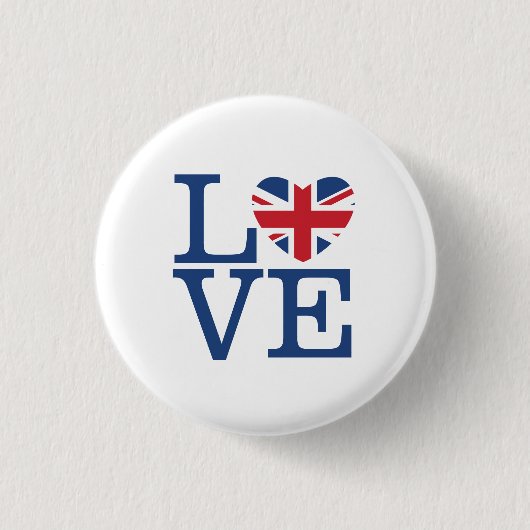 British Hearts - Liebe Union Jack - Schaltfläche Button (Vorderseite)