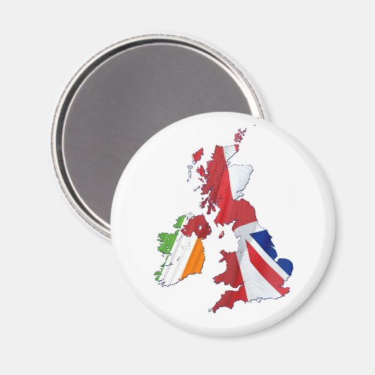 BRITISH ISLES MAP UND FLACHEN MAGNET (Vorderseite/Rückseite)