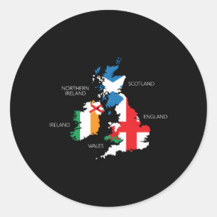 British Isles Sea Ireland Scotland Wales England M Runder Aufkleber