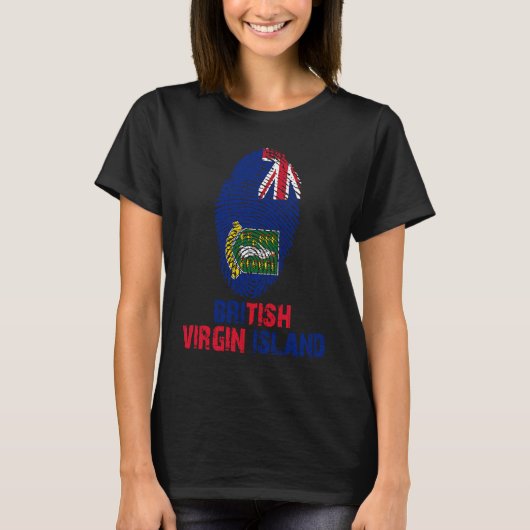 British Jungfrau Island Finger Print Flag I Liebe T-Shirt (Vorderseite)