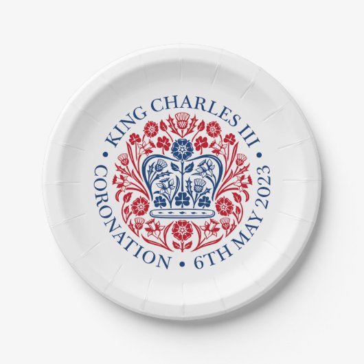 British King III Charles Memorabilia Coronation Pappteller (Vorderseite)