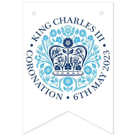 British King III Charles Memorabilia Coronation Wimpelkette (Dritte Fahne)