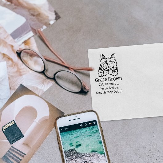 British kurz haar Cat Rücksendeadresse Pet Gummistempel