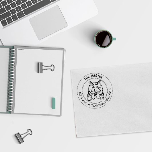 British Kurz Hair Cat Rücksendeadresse Gummistempel