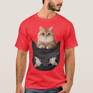 British Kurzhaarkatze in Pocket Kitty Funny Cats L T-Shirt