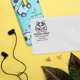 British Long Hair Cat Rücksendeadresse Gummistempel