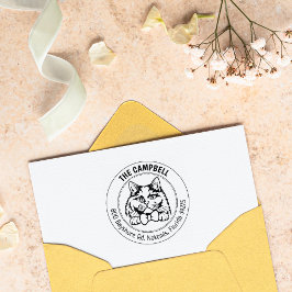 British Long Hair Cat Rücksendeadresse Gummistempel