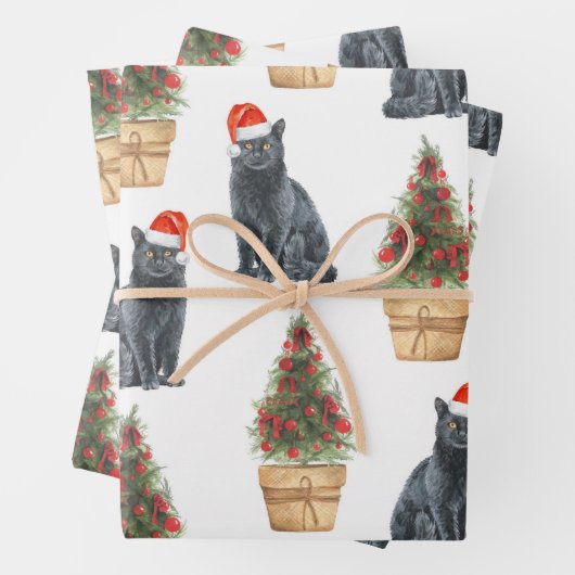 British Longhair Cat In Weihnachtsmannmütze, Cat F Geschenkpapier Set (Beispiel)