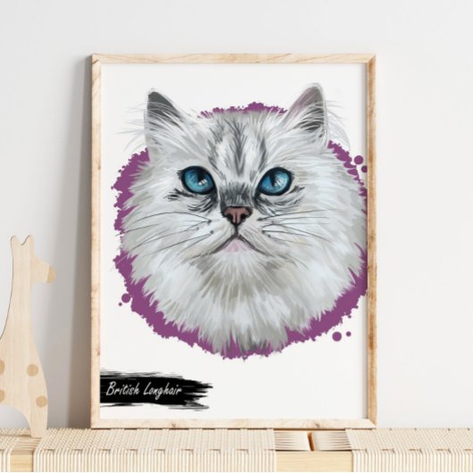 British Longhair Cat Print | Cat Wall Print Poster