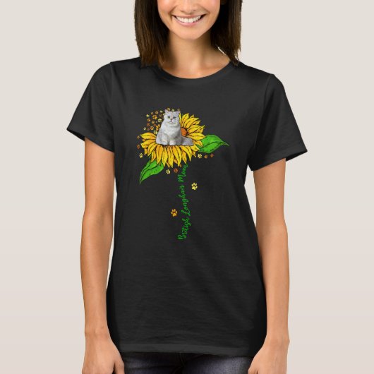 British Longhair Mom Cute Cat On Sunflower Paws Mo T-Shirt (Vorderseite)