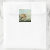 British Man-o' War Quadratischer Aufkleber (Tasche)