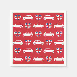 British Mini Cooper Hearts - Red Cocktail Napkins Serviette