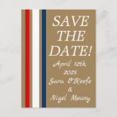 British Mod Red White Blue Wedding Rett-the-Date Postkarte (Vorderseite)