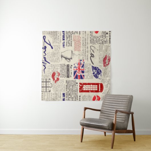 British newspaper pattern wandteppich (Beispiel (Horizontal))