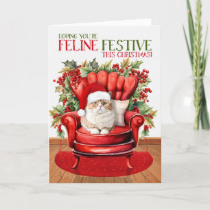 British Orange Tabby Christmas Cat FELINE Festival Feiertagskarte