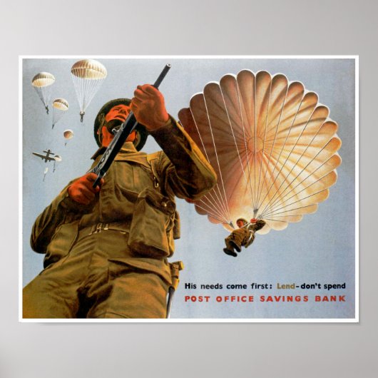 British Paratrooper ~ His Needs Come First Poster (Vorne)