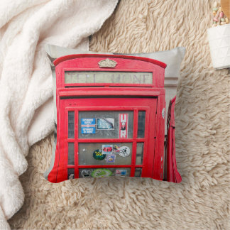 British Phone Box Throw Pillow, London England Kissen