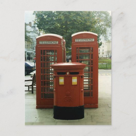British Pillar Box und Telefonkabinen Postkarte (Vorderseite)