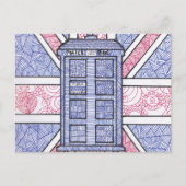 British Police Box und Union Jack Flag Illustriert Postkarte (Vorderseite)